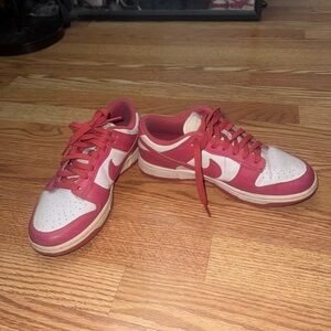 Nike Pink and White Low-Top Sneakers
